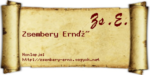Zsembery Ernő névjegykártya